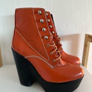 Jeffrey Campbell Orange Lace Up Platform Boots